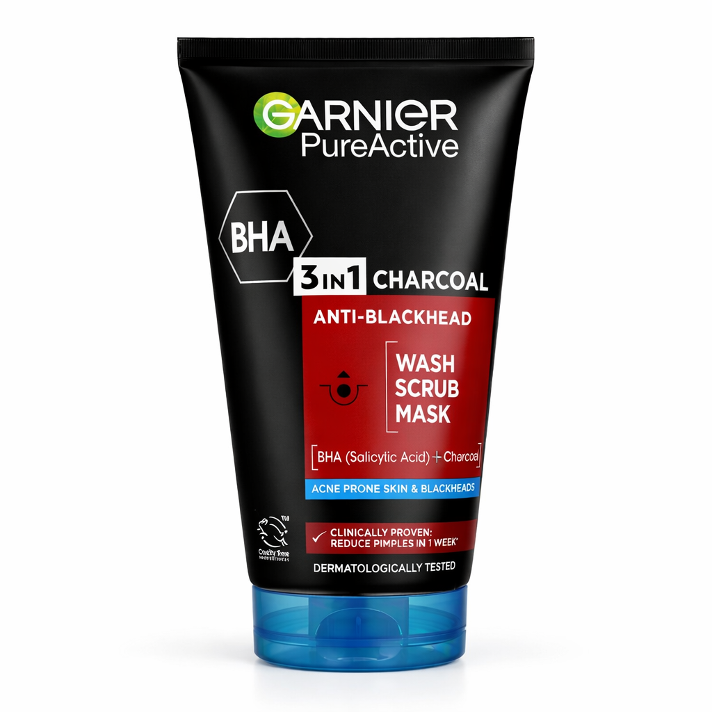Garnier pure active 3 in 1 Charcoal wash, Scrub & Mask 150Ml